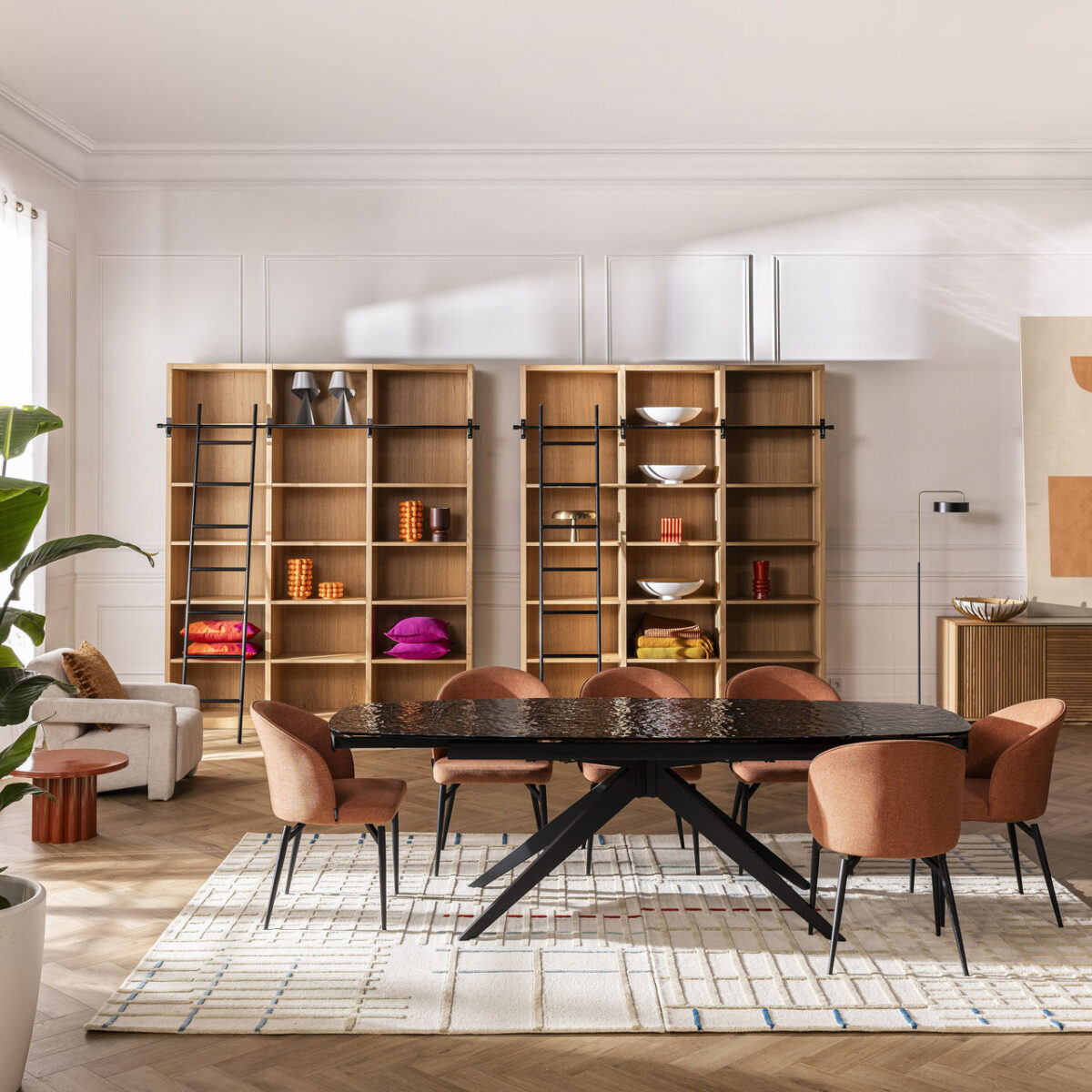 CAMUS Βιβλιοθήκη από δρυ με αφαιρούμενη σκάλα - Φυσικό - Σχεδιασμός: Helena Pille - Image 8