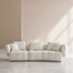 Kara 5-seater fabric sofa with feather filling - Iridescent white