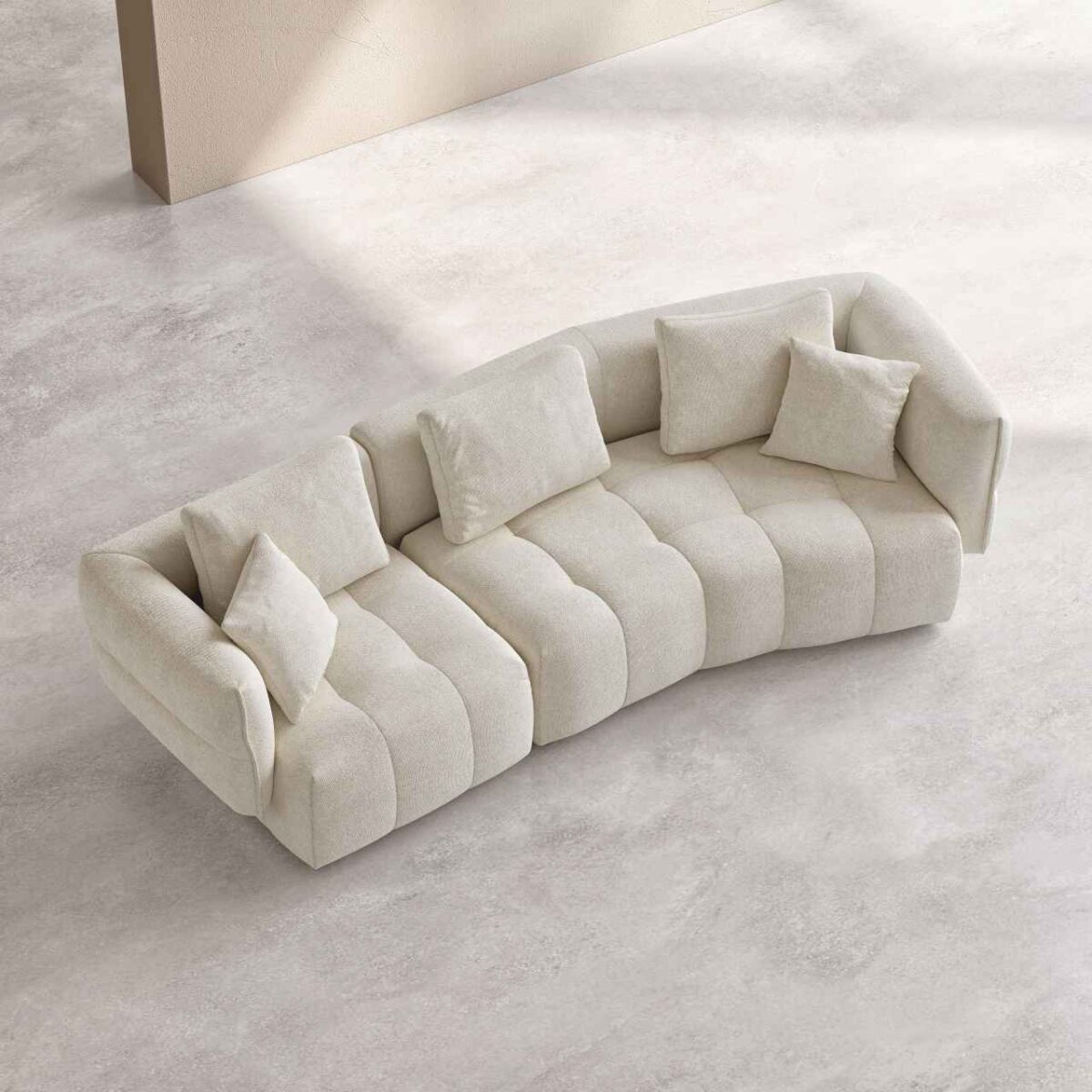 Kara 5-seater fabric sofa with feather filling - Iridescent white - Image 3