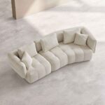 Kara 5-seater fabric sofa with feather filling - Iridescent white - Image 3