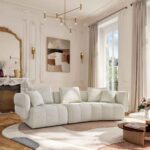 Kara 5-seater fabric sofa with feather filling - Iridescent white - Image 6