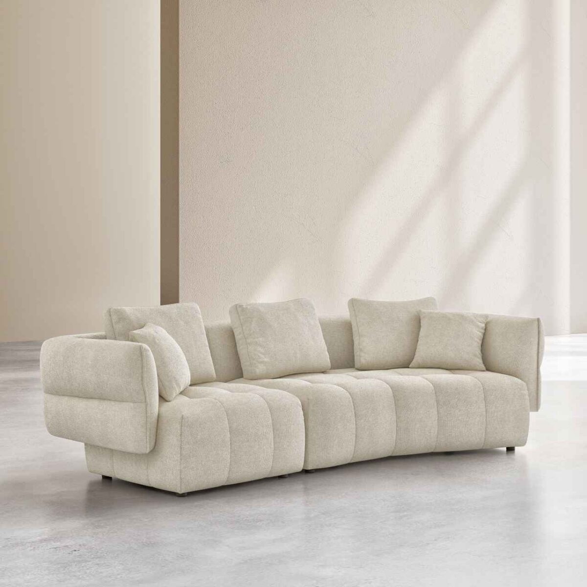 Kara 5-seater fabric sofa with feather filling - Iridescent white - Image 7