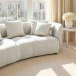Kara 5-seater fabric sofa with feather filling - Iridescent white - Image 9
