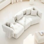 Kara 5-seater fabric sofa with feather filling - Iridescent white - Image 10