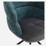 TABIL Fabric and black metal swivel chair with armrests - Charcoal and blue