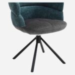 TABIL Fabric and black metal swivel chair with armrests - Charcoal and blue - Image 6