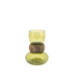 VERRA S - green βάζο με λεπτομέρεια από ξύλο - 16,3x16,3x23,5 cm