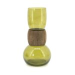 VERRA L - green βάζο με λεπτομέρεια από ξύλο - 19,8x19,8x39,5 cm