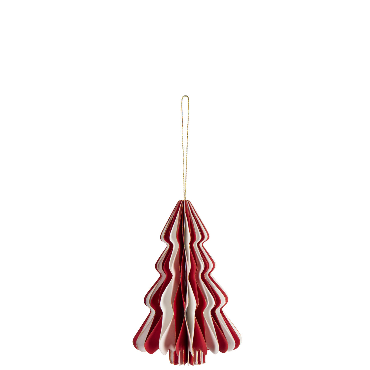 56783 FOLDABLE TREE κρεμαστό χάρτινο πτυσσόμενο στολίδι δέντρο λευκόκόκκινο L(10X10X15CM) - Image 1