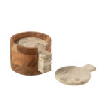 COASTER 6 round marble coasters beige brown (12X8CM)