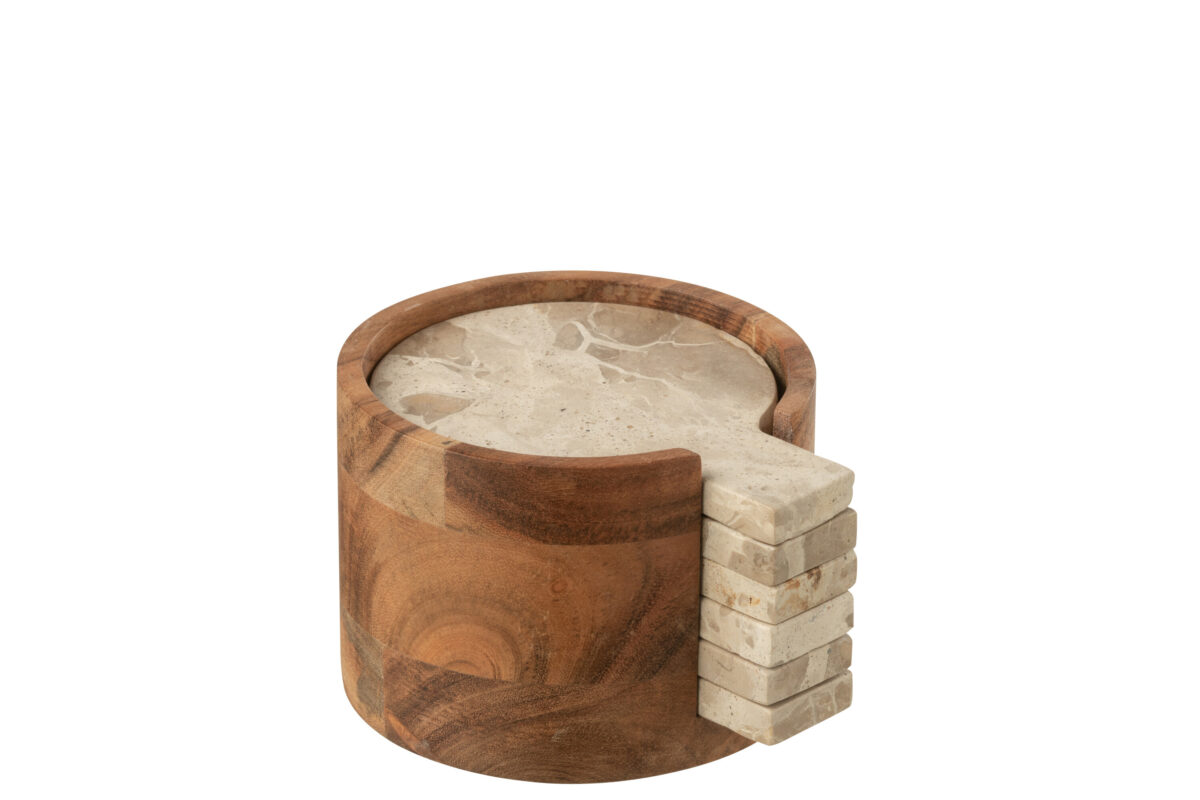 COASTER 6 round marble coasters beige brown (12X8CM) - Image 2