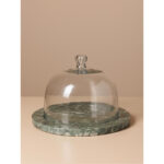 RAISON μαρμάρινος δίσκος με καμπάνα από γυαλί H28.5  D22.5 cm - Image 2