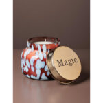 CANDLE λευκό κερί σε γυάλινο βάζο χαραγμένο καπάκι Magic - Image 2