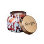 CANDLE λευκό κερί σε γυάλινο βάζο χαραγμένο καπάκι Magic