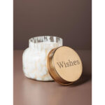 CANDLE λευκό κερί σε γυάλινο βάζο χαραγμένο καπάκι Wishes - Image 2