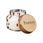 CANDLE λευκό κερί σε γυάλινο βάζο χαραγμένο καπάκι Poetry H9  D12 cm