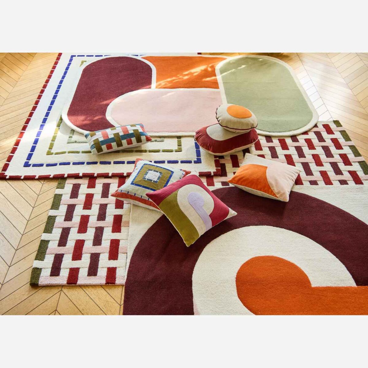 BERENICE Μαξιλάρι από λινό και βαμβάκι - 40 cm - Μπεζ και πορτοκαλί - Σχεδιασμός: Floriane Jacques - Image 9