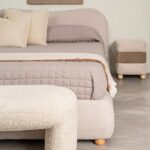 NOSTOS κρεβάτι μπεζ ύφασμα 160x200cm