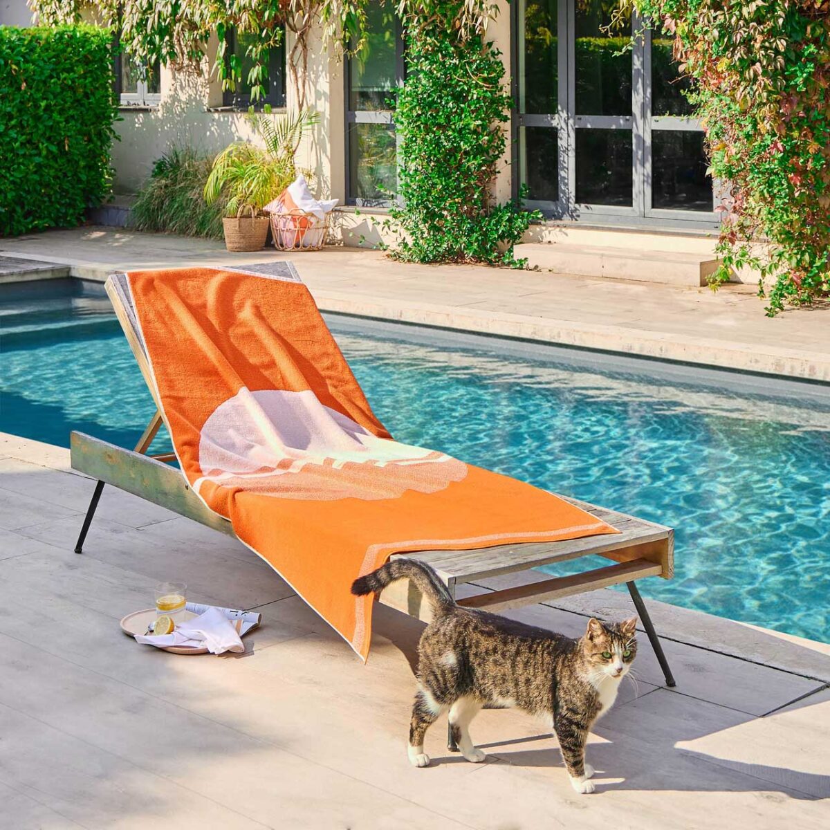 CLARISSE Βαμβακερή πετσέτα θαλάσσης - 90 x 180 εκ. - Μανταρινί - Σχεδιασμός από την Floriane Jacques - Image 2