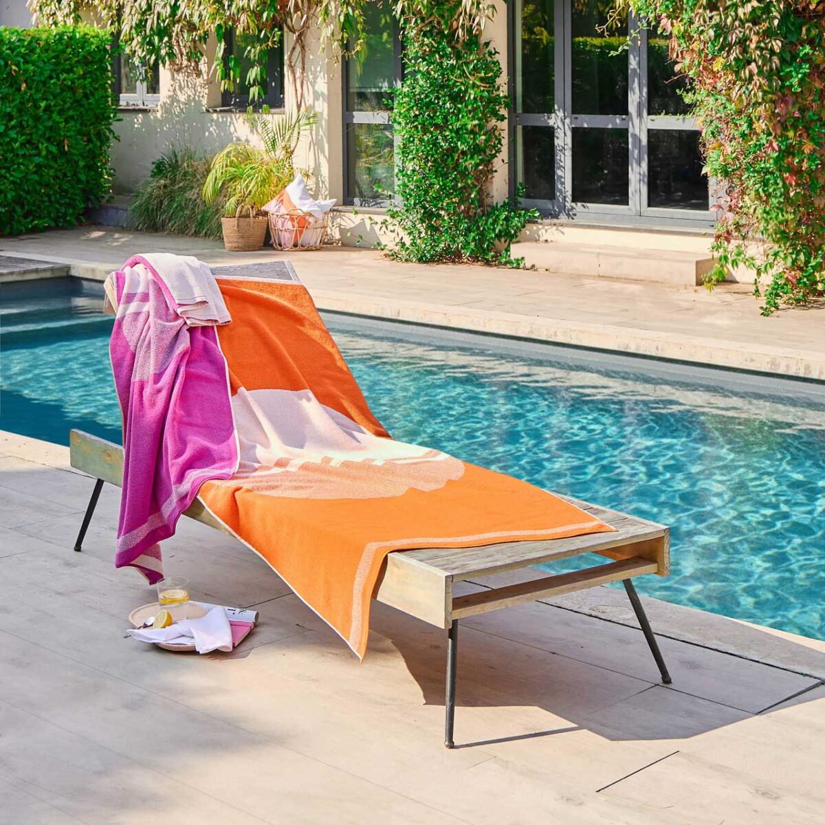 CLARISSE Βαμβακερή πετσέτα θαλάσσης - 90 x 180 εκ. - Μανταρινί - Σχεδιασμός από την Floriane Jacques - Image 3