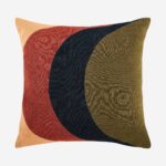 CLARISSE Μαξιλάρι από λινό και βαμβάκι - 45 x 45 εκ. - Χάλκινο, μπλε και ροζ - Σχεδιασμός από την Floriane Jacques