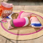 CLARISSE Αδιάβροχο και ανθεκτικό στην υπεριώδη ακτινοβολία μαξιλάρι εξωτερικού χώρου - 40 x 80 cm - Ροζ και Χάλκινο - Σχεδιασμός από την Floriane Jacques - Image 2