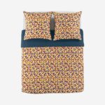 CLAUDIA Σετ κλινοσκεπασμάτων διπλής όψης από σατέν οργανικού βαμβακιού - 240 x 220 εκ. - Μπλε και μπορντό - Σχεδιασμός από την Floriane Jacques