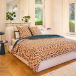 CLAUDIA Σετ κλινοσκεπασμάτων διπλής όψης από σατέν οργανικού βαμβακιού - 240 x 220 εκ. - Μπλε και μπορντό - Σχεδιασμός από την Floriane Jacques - Image 3