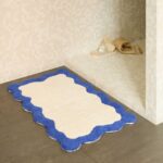 NAHIA χαλάκι μπάνιου από φυσικό βαμβάκι - 1200 g/m² μπλε εκρού 50*80 - Image 2