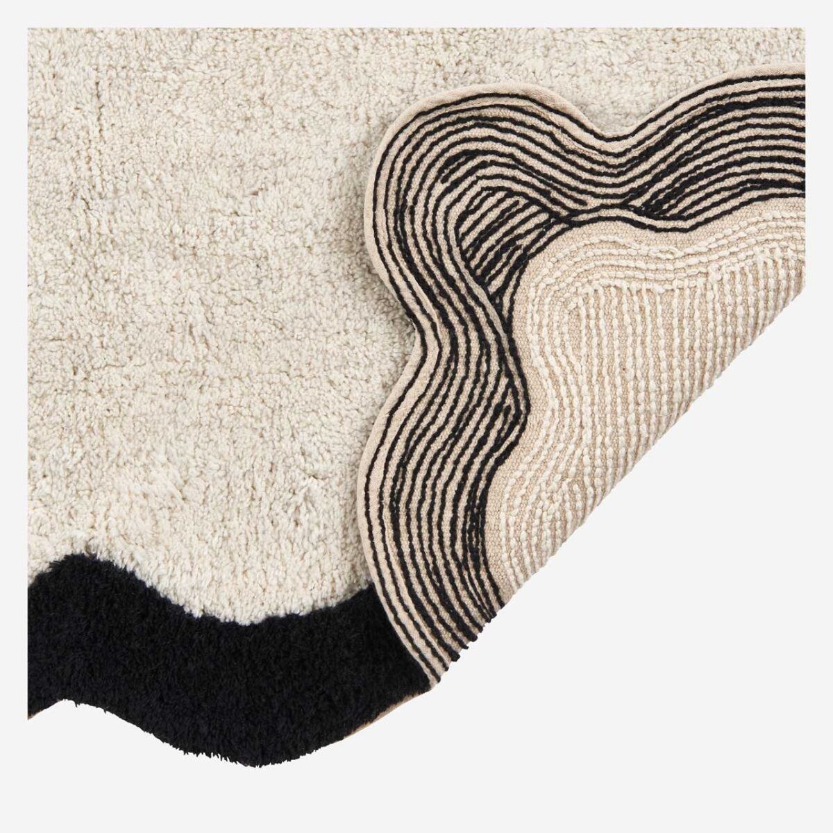 NAHIA χαλάκι μπάνιου από φυσικό βαμβάκι - 1200 g/m² μαύρο εκρού 50*80 - Image 6