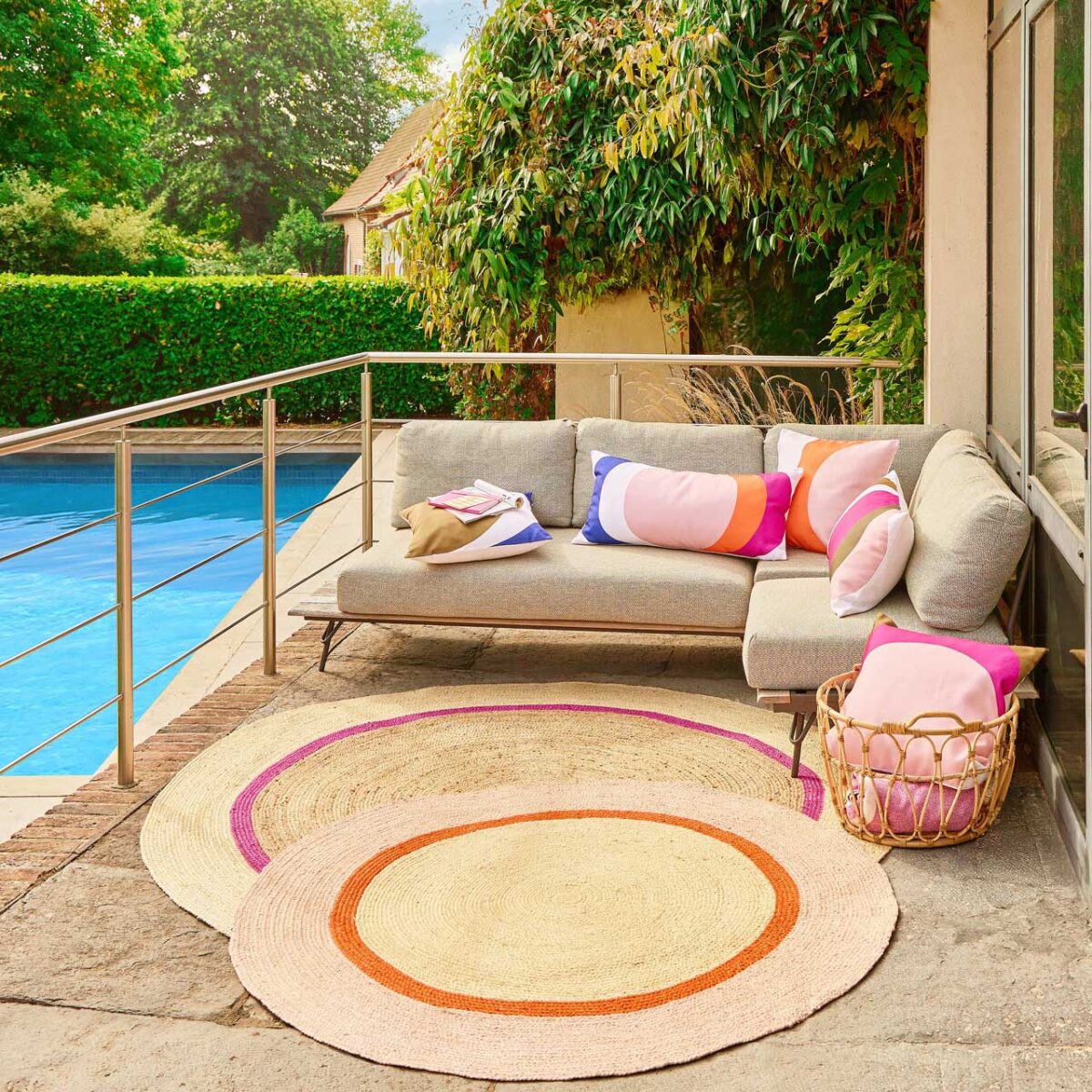 CLARISSE Χαλί Γιούτα  Φυσικό και Φούξια D200 - Image 8