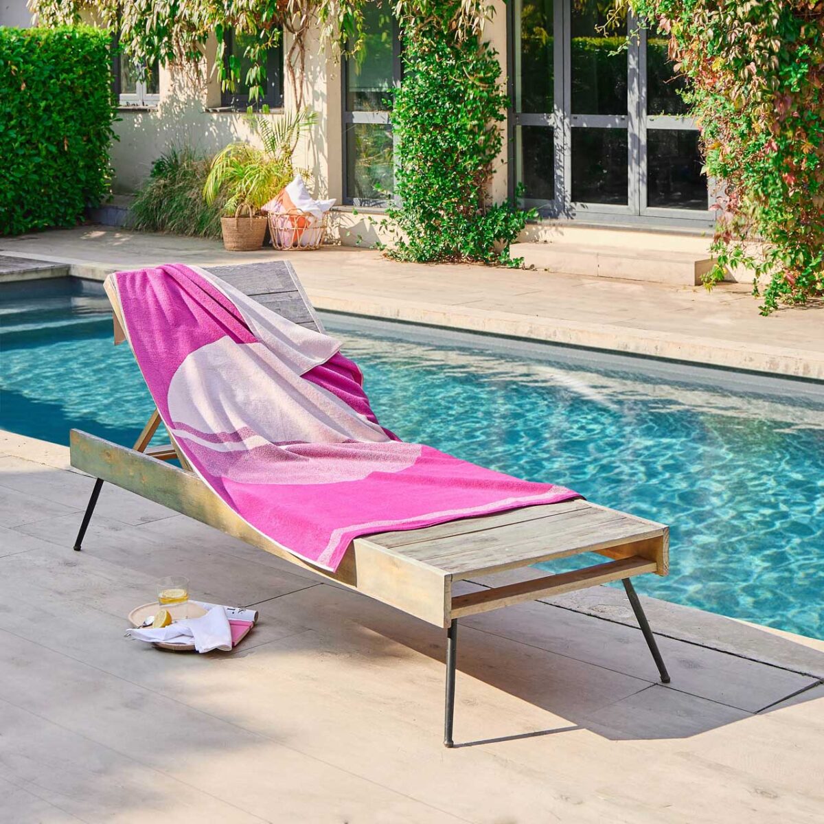 CLARISSE Βαμβακερή πετσέτα θαλάσσης - 90 x 180 εκ. - Φούξια - Σχεδιασμός από Floriane Jacques - Image 2