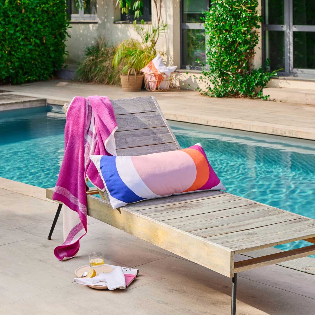 CLARISSE Βαμβακερή πετσέτα θαλάσσης - 90 x 180 εκ. - Φούξια - Σχεδιασμός από Floriane Jacques - Image 3