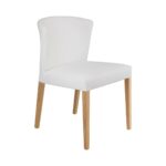 VALENTINA Καρέκλα με λευκό δέρμα PU και δρύινα πόδια