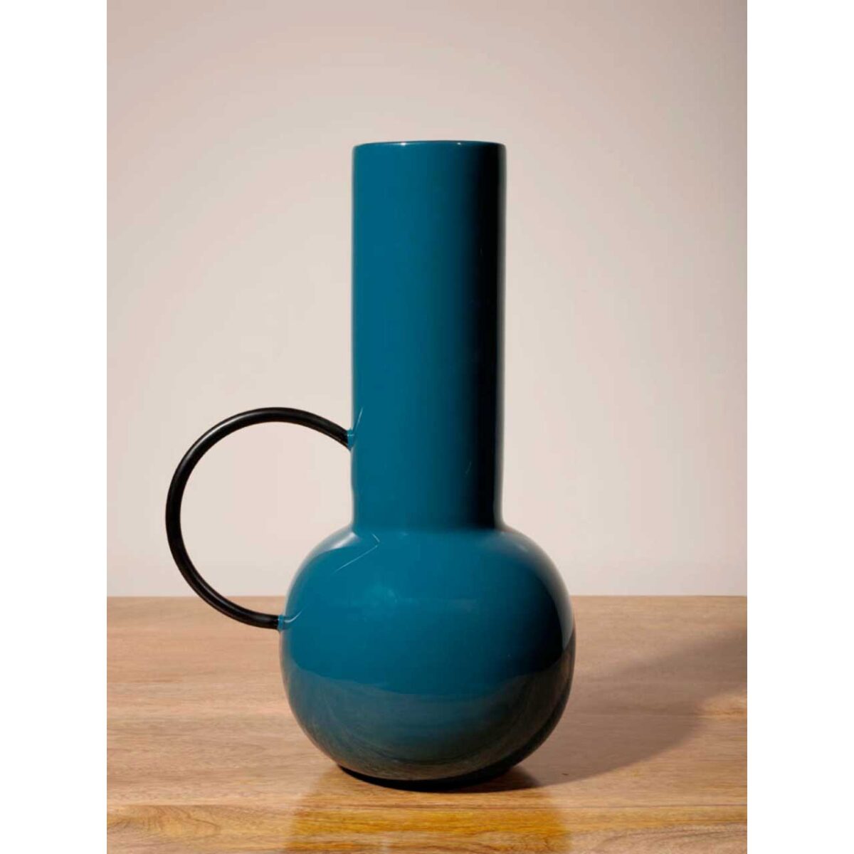 RULES Μεταλλικό λακαριστό μπλε βάζο με στρογγυλή λαβή H22 D15 - Image 2