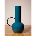 RULES Μεταλλικό λακαριστό μπλε βάζο με στρογγυλή λαβή H22 D15 - Image 2