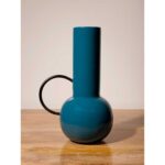 RULES Μεταλλικό λακαριστό μπλε βάζο με στρογγυλή λαβή H22 D15 - Image 3