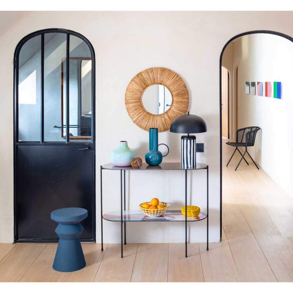 RULES Μεταλλικό λακαριστό μπλε βάζο με στρογγυλή λαβή H22 D15 - Image 4