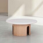 PIMODA Στρογγυλό τραπεζάκι σαλονιού με ματ φινίρισμα - 80 εκ. – Κρεμ