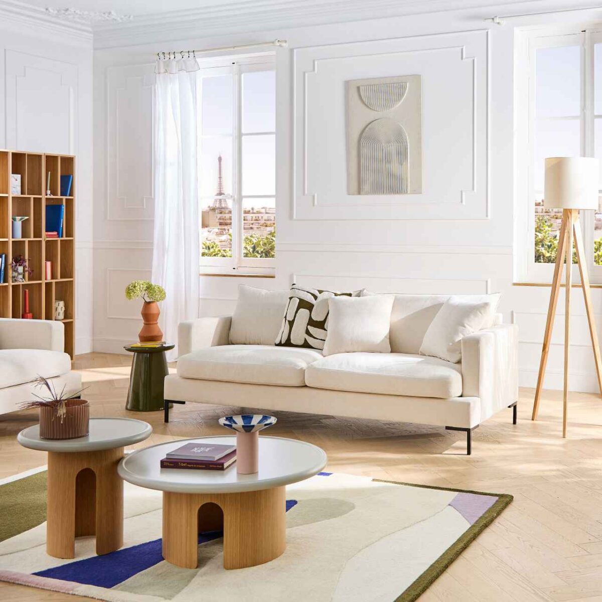 PIMODA Στρογγυλό τραπεζάκι σαλονιού με ματ φινίρισμα - 80 εκ. – Κρεμ - Image 5