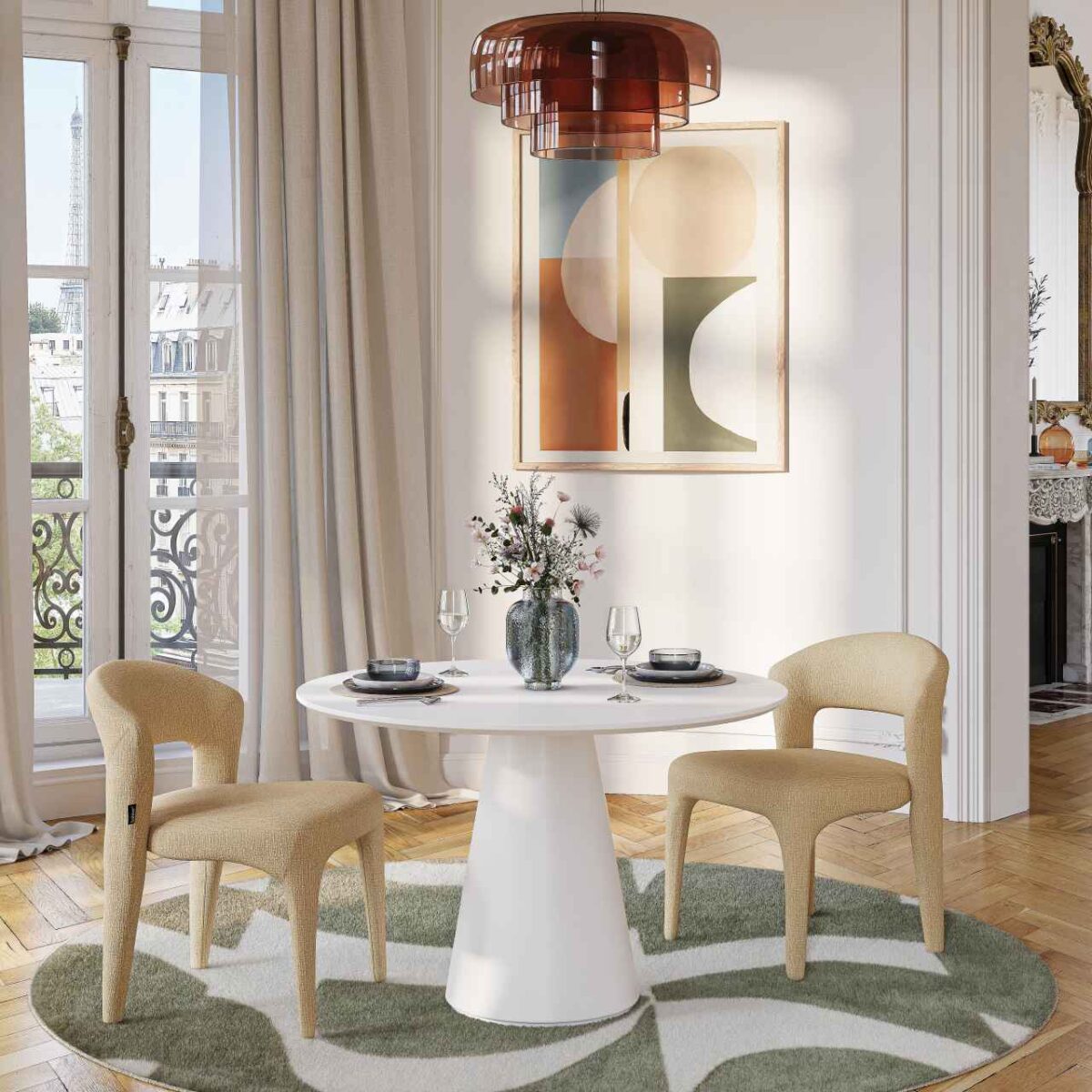 SIBARI Στρογγυλό τραπέζι με ματ φινίρισμα - Λευκό - Image 2