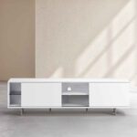 AGNES Έπιπλο τηλεόρασης με συρόμενες πόρτες και μεταλλικά πόδια - Λευκό polar - Image 11