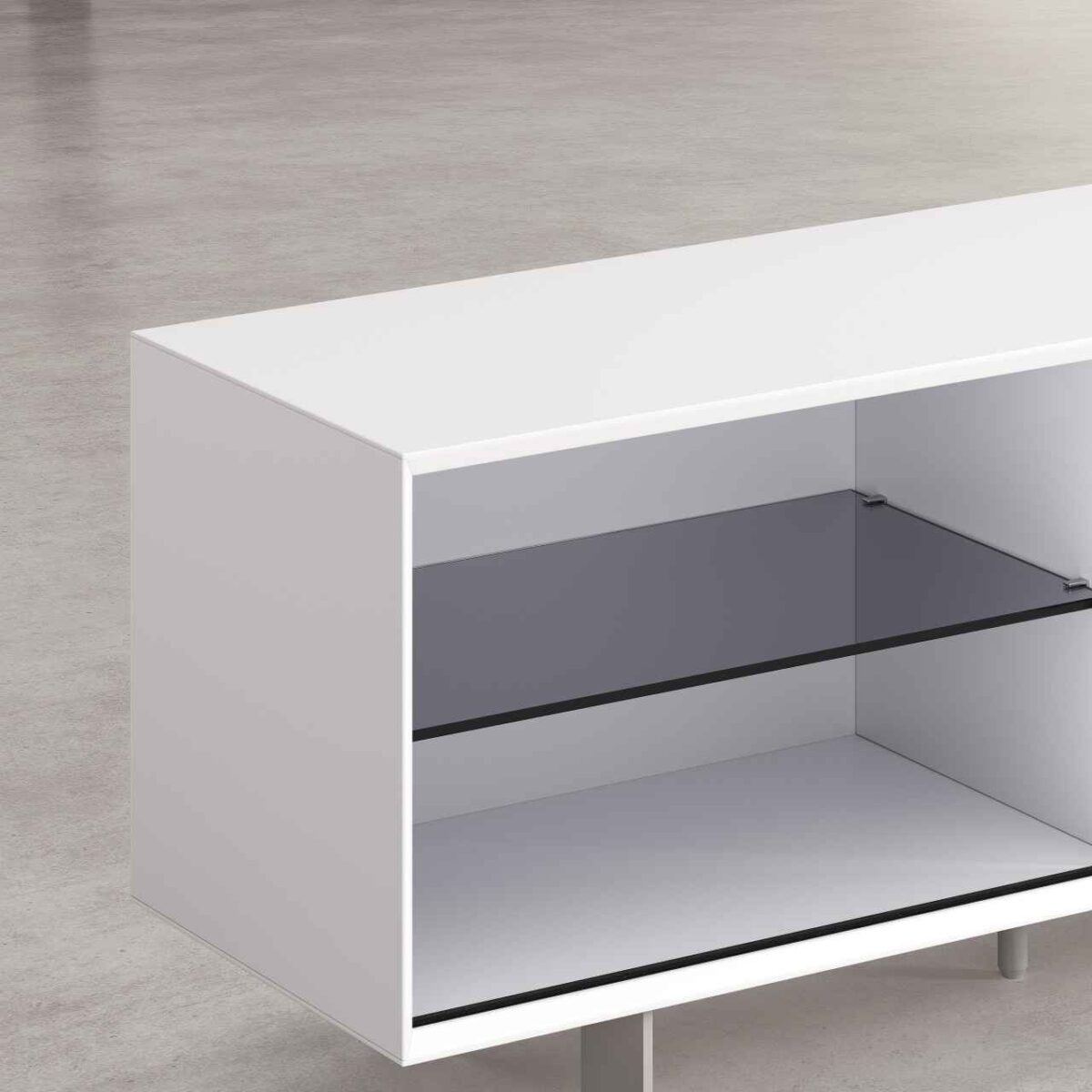 AGNES Έπιπλο τηλεόρασης με συρόμενες πόρτες και μεταλλικά πόδια - Λευκό polar - Image 4