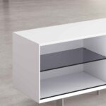 AGNES Έπιπλο τηλεόρασης με συρόμενες πόρτες και μεταλλικά πόδια - Λευκό polar - Image 4