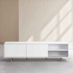 AGNES Έπιπλο τηλεόρασης με συρόμενες πόρτες και μεταλλικά πόδια - Λευκό polar - Image 10