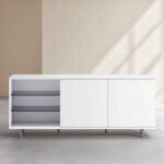 AGNES Χαμηλό μπουφέ με 2 πόρτες και μεταλλικά πόδια-Λευκό polar