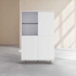 AGNES Ψηλό μπουφέ με 3 πόρτες και μεταλλικά πόδια - Λευκό polar