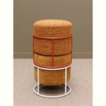 VECTRA χαμηλό σκαμπό συνδυασμός μέταλλο ύφασμα 48*46 - Image 3