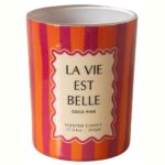 LA VIE EST BELLE  κερί αρωματικό με ροζ καρύδα σε ποτήρι από γυαλί