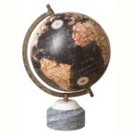 MAPPEMONDE Μαύρος παγκόσμιος χάρτης πάνω σε βάση από γκρι και λευκό μάρμαρο